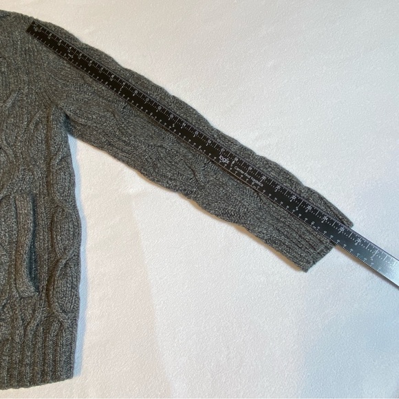Banana Republic Shawl Cardigan Merino Wool Blend Cable Chunky Knit Gray Men Sz S - Picture 15 of 16